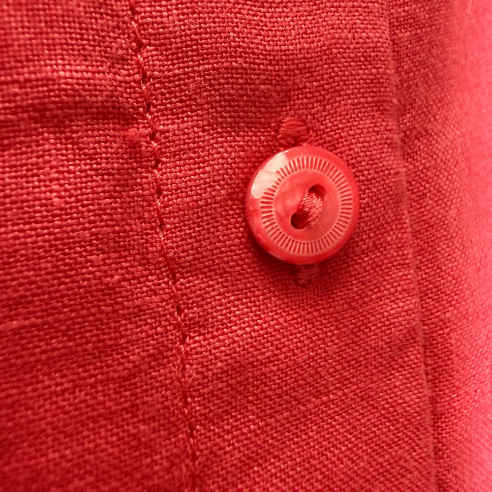 Eileen Fisher Womens Medium Coral Red Linen Button Down Long Sleeve Shirt Tunic - Picture 13 of 16